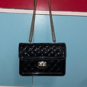 Plastic gold and black purse (crossbody/shoulder bag)
